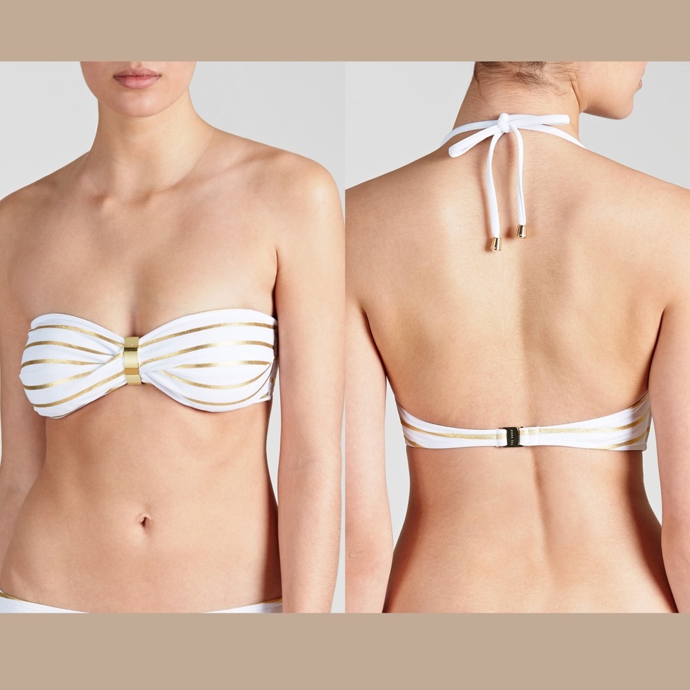NEW Ted Baker London Folly Gold Stripe Bandeau Bikini‎ Top [SZ 5 in TB]